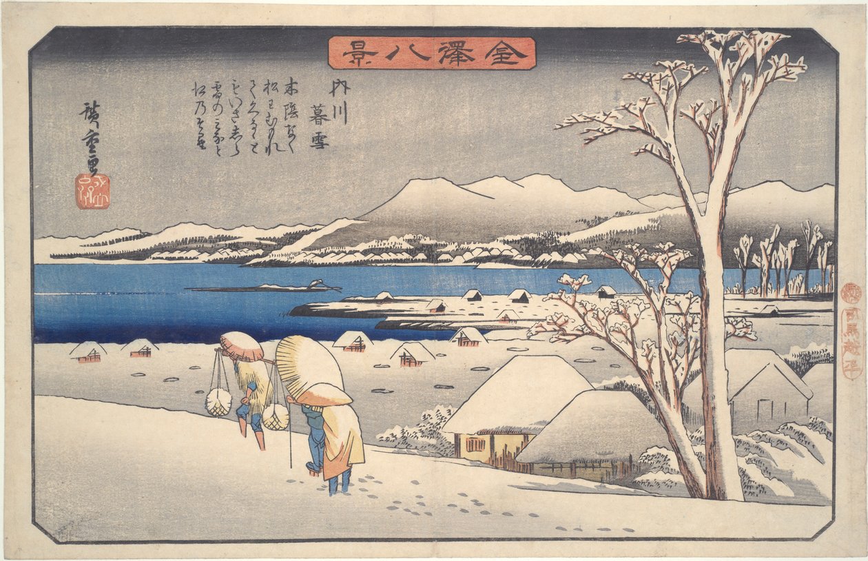 Večerní sníh na Uchikawě: Osm pohledů na Kanazawu od Utagawa Hiroshige
