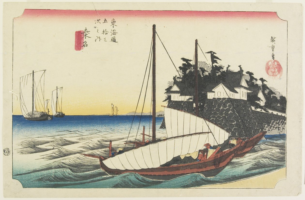 Ferry je ruka v Shichiri, Kuwana, c. 1833 od Utagawa Hiroshige