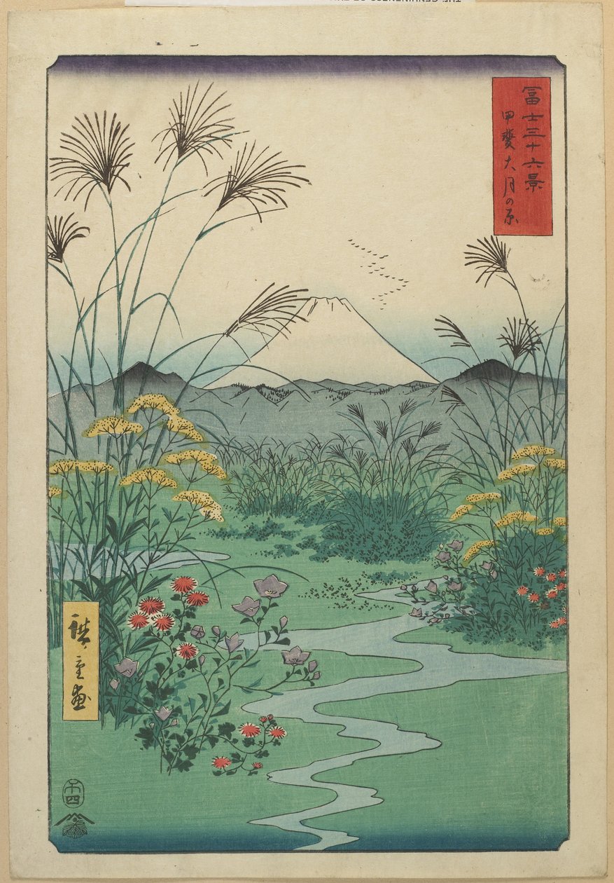 Pole v O_tsuki v provincii Kai, duben 1858 od Utagawa Hiroshige