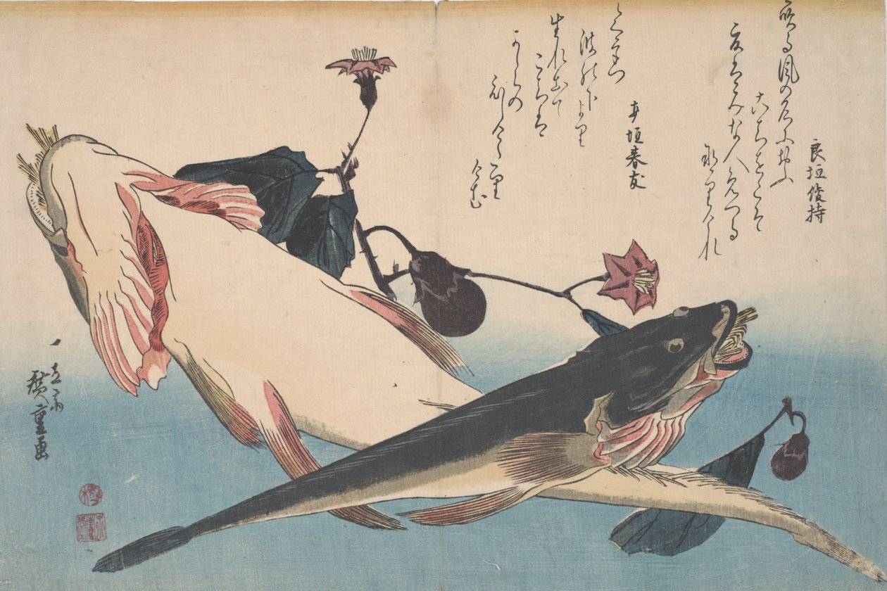 Flatheads and Lilek, c.1830 od Utagawa Hiroshige