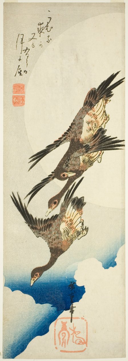 Létající husy a úplněk od Utagawa Hiroshige