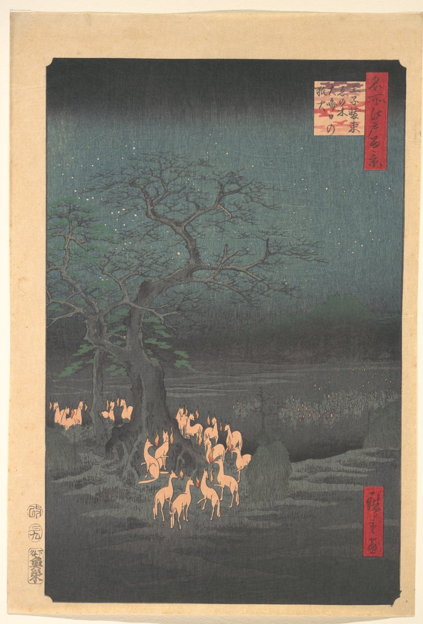 Setkání lišek v Ódži od Utagawa Hiroshige