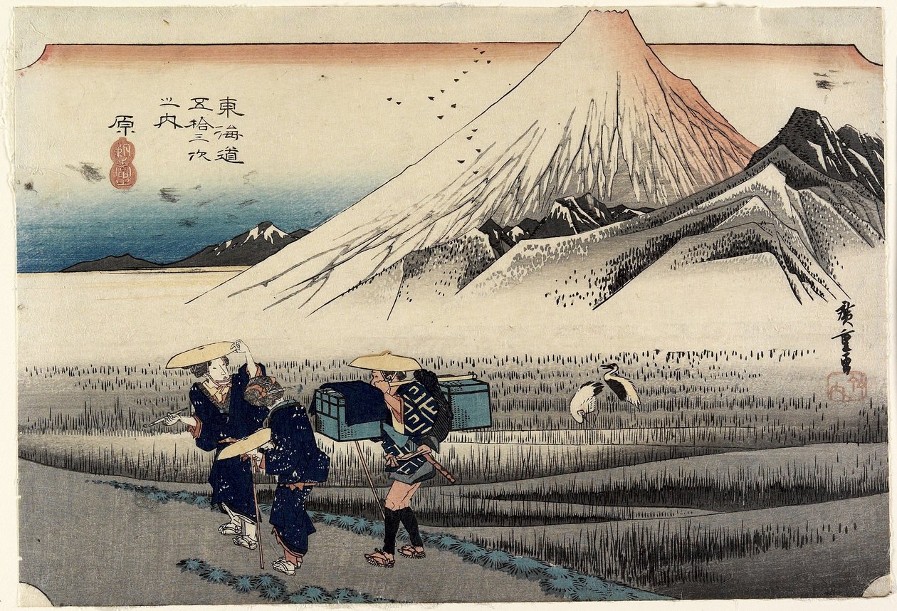 Fuji v dopoledních hodinách, Hara, c. 1833 od Utagawa Hiroshige