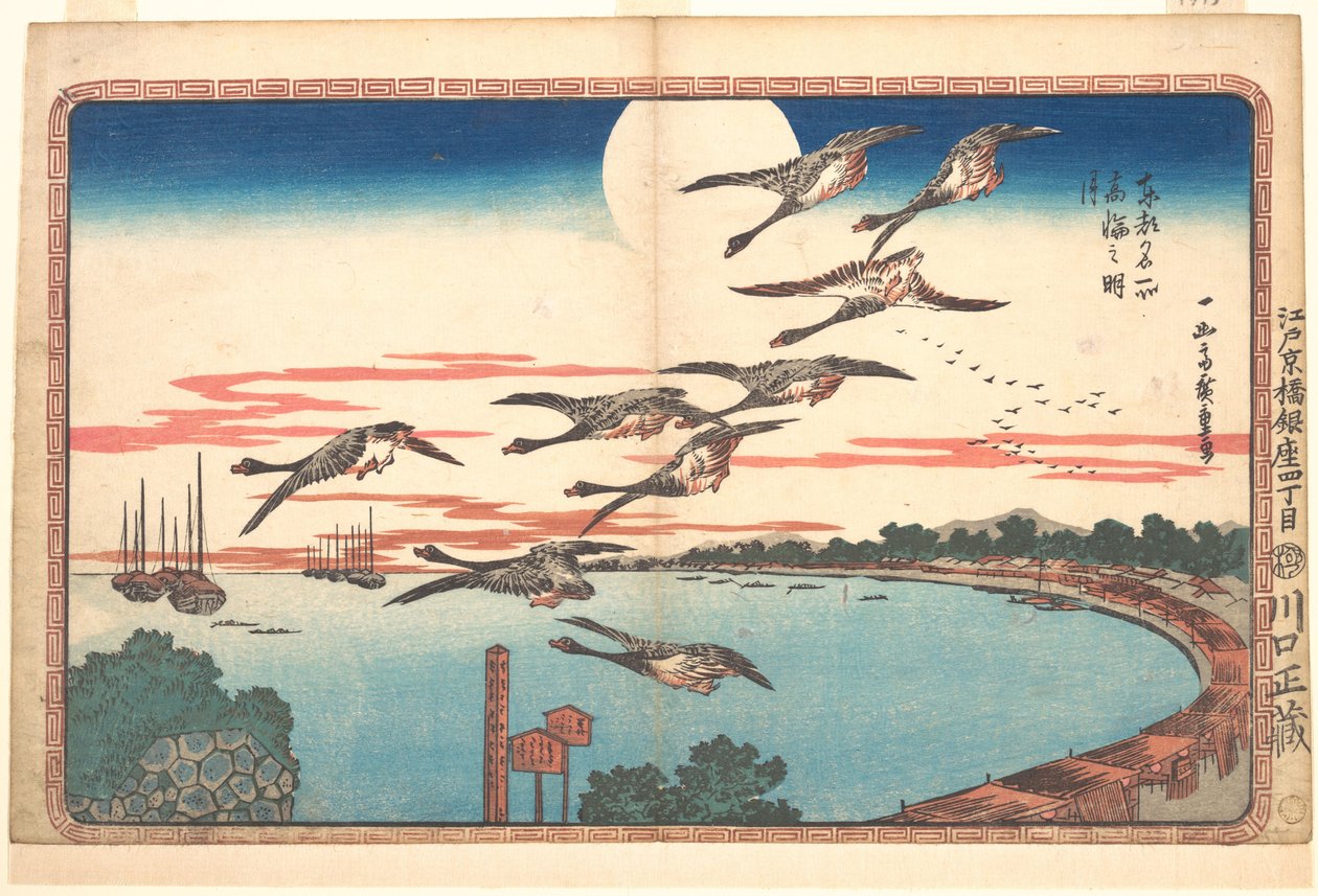 Úplněk v Takanawě od Utagawa Hiroshige