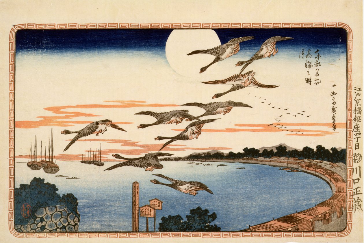 Úplněk v Takanavě, z oslavovaných míst ve východním hlavním městě Edo, kolem roku 1832 (barevný tisk ze dřeva) od Utagawa Hiroshige