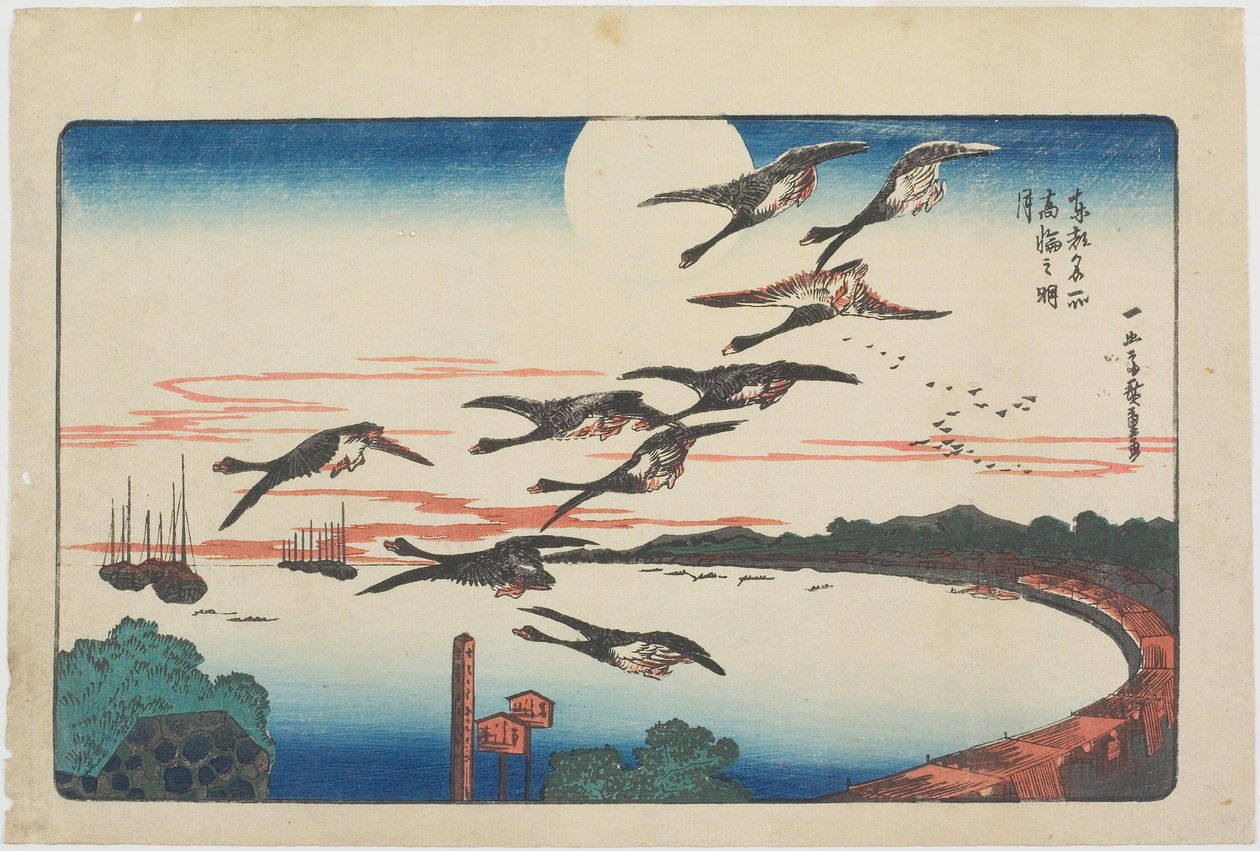 Úplněk nad Takanawou od Utagawa Hiroshige