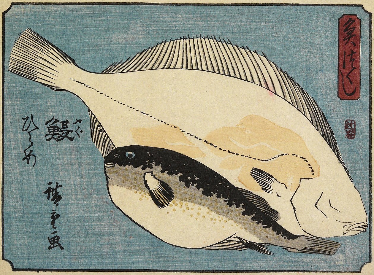 Globefish and Flounder, 1830-1844 od Utagawa Hiroshige