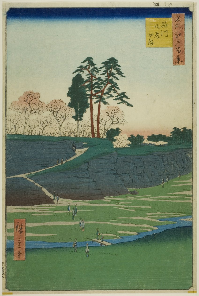 Kopec Goten v Šinagawě (Šinagawa Gotenyama), ze série "Sto slavných pohledů na Edo (Meisho Edo hyakkei) "v od Utagawa Hiroshige