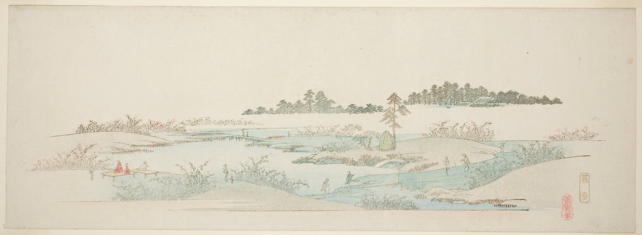 Chrám Hagi (Hagidera), ze série „Třináct pohledů na okolí Edo“ od Utagawa Hiroshige