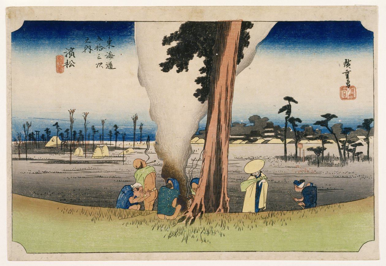 Hamamatsu, z padesáti tří stanic na Tokaidské dálnici, kolem roku 1834 (barevný tisk ze dřeva) od Utagawa Hiroshige