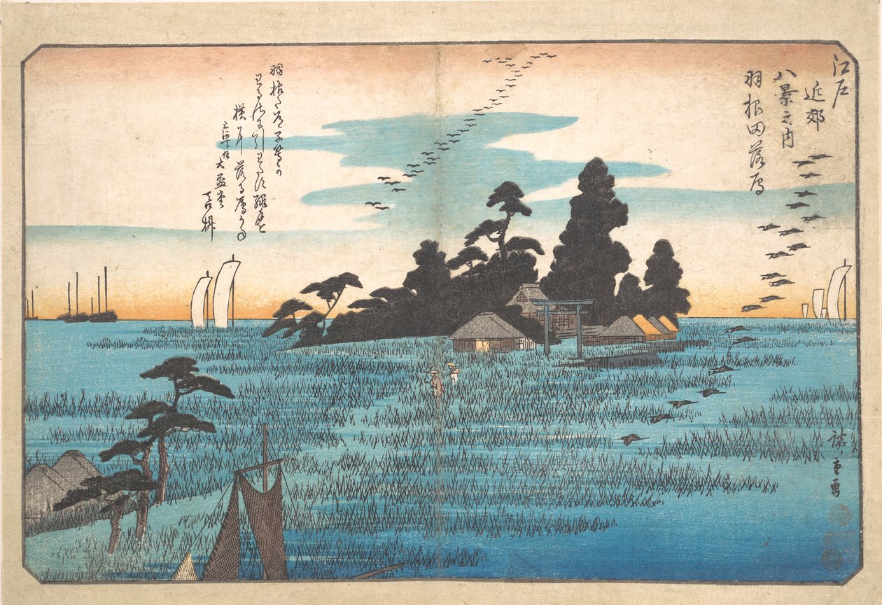 Vrací se divoké husy u Hanedy od Utagawa Hiroshige