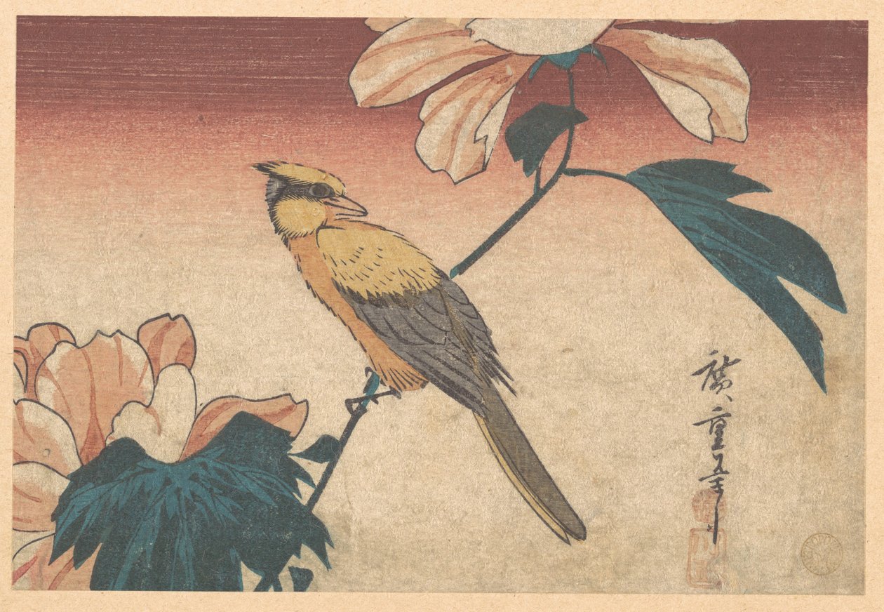 Hibiscus mutabilis a sojka od Utagawa Hiroshige