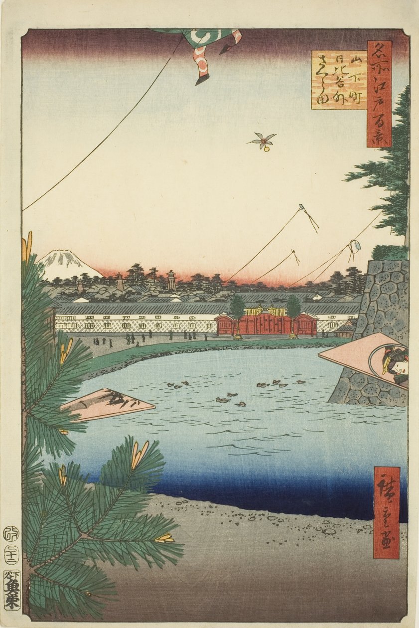 Hibiya idea d venku - Sakurada z Yamashita - práce (Yamashita - práce Hibiya venku - Sakurada), ze série s `` Ridge minutes d re d daleký pohled ws of Edo (Sto slavných pohledů na Edo) 