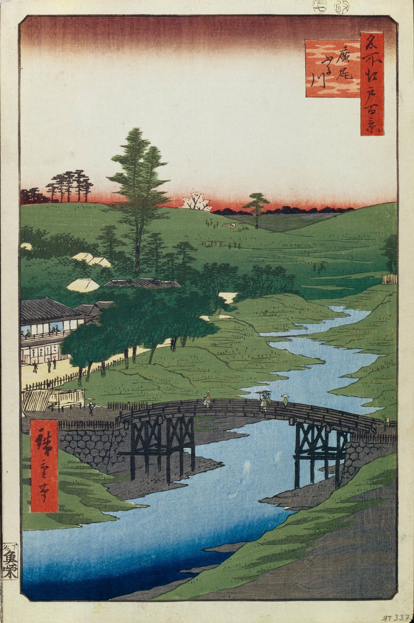 Hiroo na řece Furukawa Sto slavných pohledů na Edo, 1856-1858 od Utagawa Hiroshige