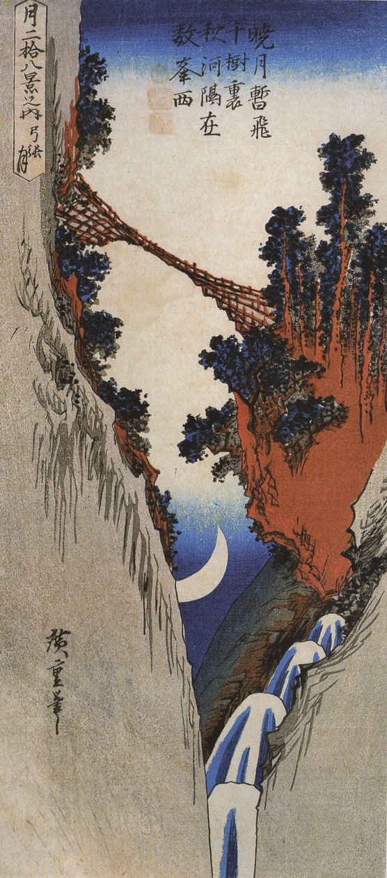 Hirošige, Most přes hlubokou rokli od Utagawa Hiroshige