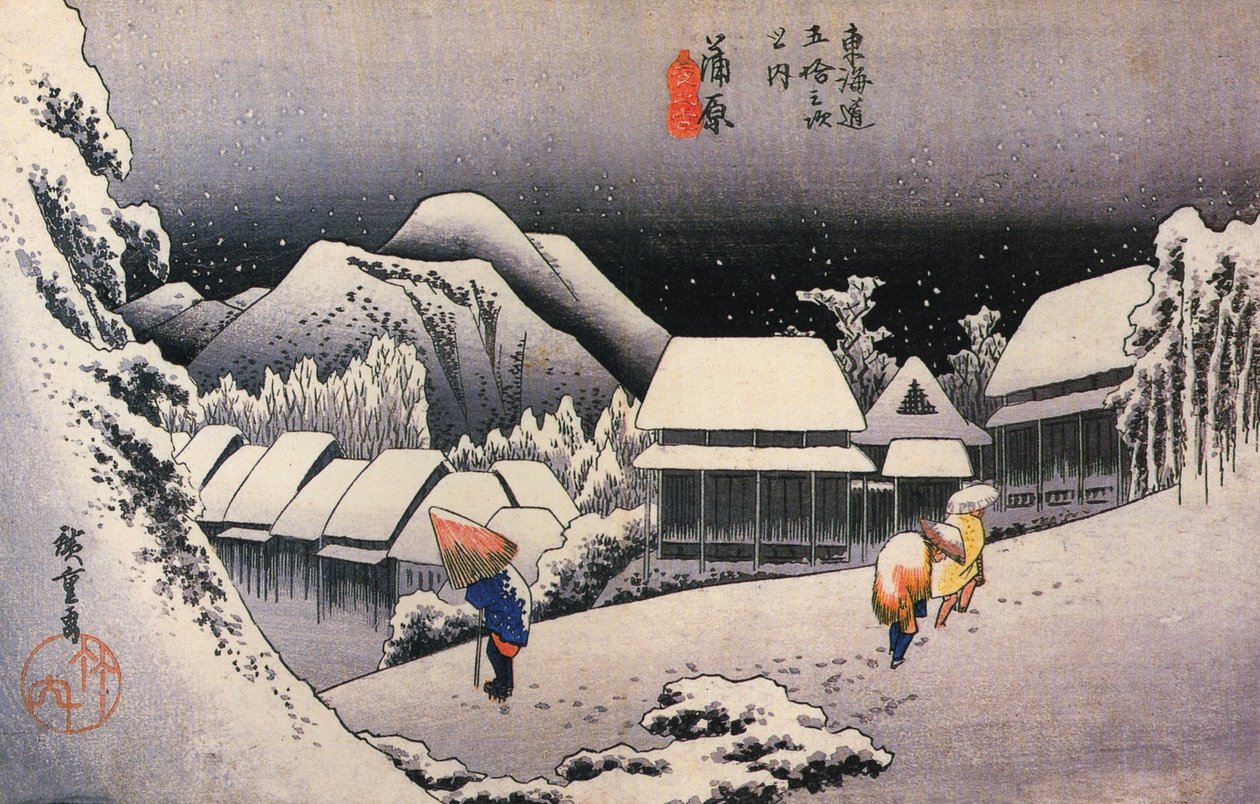 Hirošige, Vesnice na sněhu od Utagawa Hiroshige