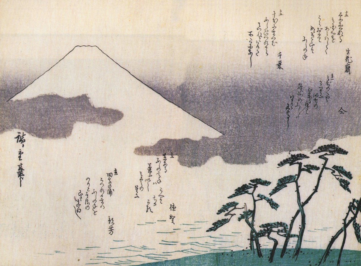 Hirošige, hora Fudži při pohledu z pláže od Utagawa Hiroshige