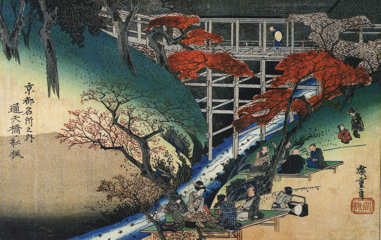 Hirošige Lidé pod javory u potoka od Utagawa Hiroshige
