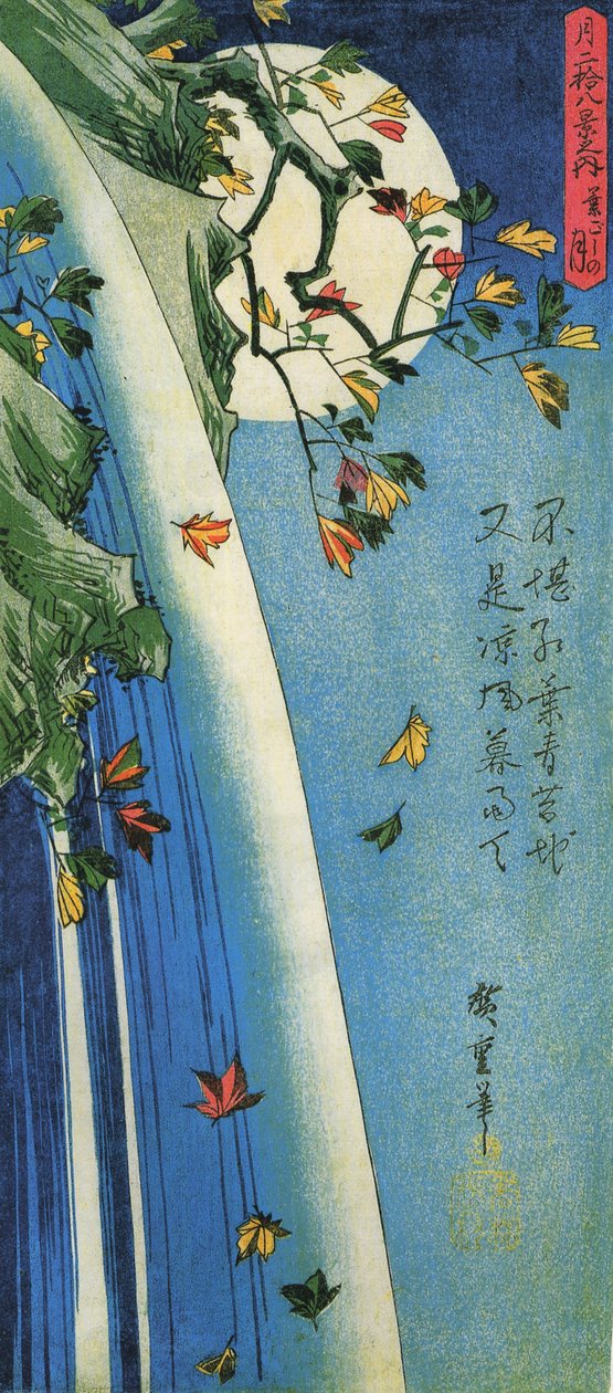 Hirošige, Měsíc nad vodopádem od Utagawa Hiroshige