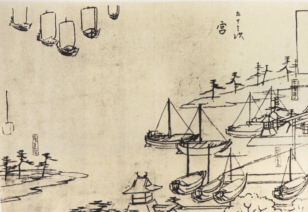Hirošige, Pohled na přístav nb od Utagawa Hiroshige