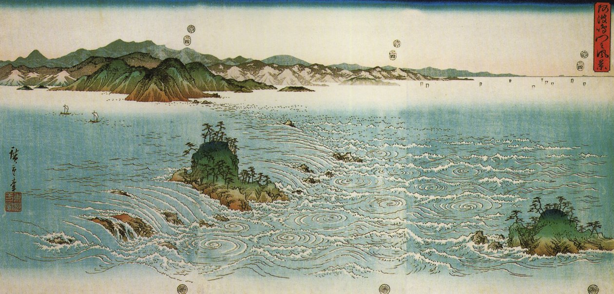 Hirošige, Víry na skalnatém pobřeží od Utagawa Hiroshige