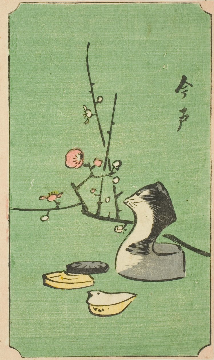 Imado, část listu ze série "Vystřižené obrázky slavných míst v Edo (Edo meisho harimaze zue)" od Utagawa Hiroshige