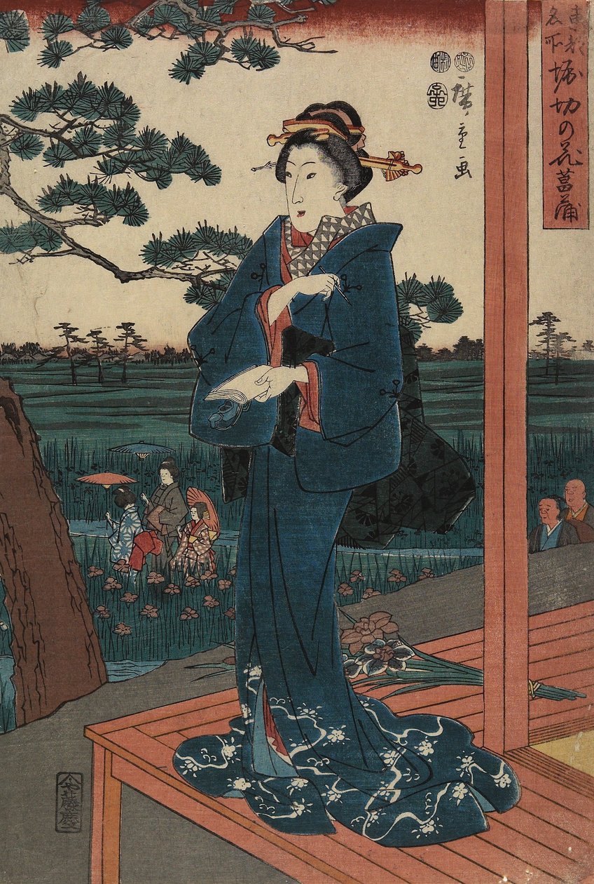 Vstupte do Edenu v Horikiri, duben 1852 od Utagawa Hiroshige