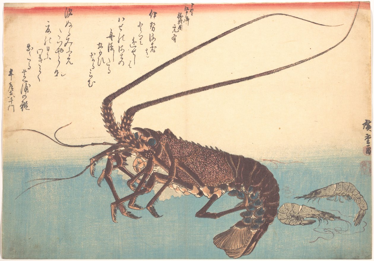 Ise-ebi a Shiba-ebi, ze série Uozukushi (Všechny druhy ryb) od Utagawa Hiroshige