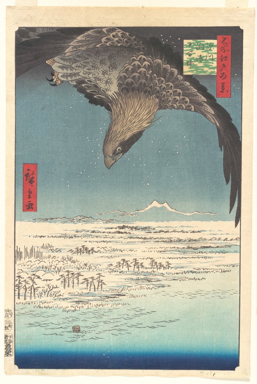 „Pláň Jūmantsubo ve Fukagawa Susaki“, ze série Sto slavných pohledů na Edo od Utagawa Hiroshige
