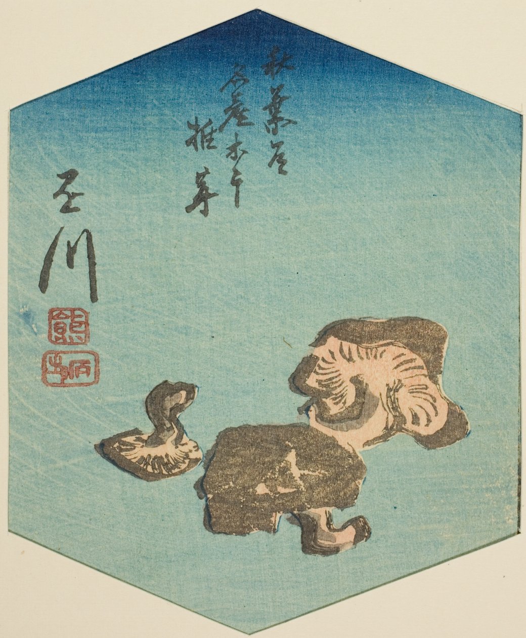 Kakegawa, část listu č. 7 ze série "Vystřižené obrázky Tokaidské silnice (Tokaido harimaze zue)" od Utagawa Hiroshige