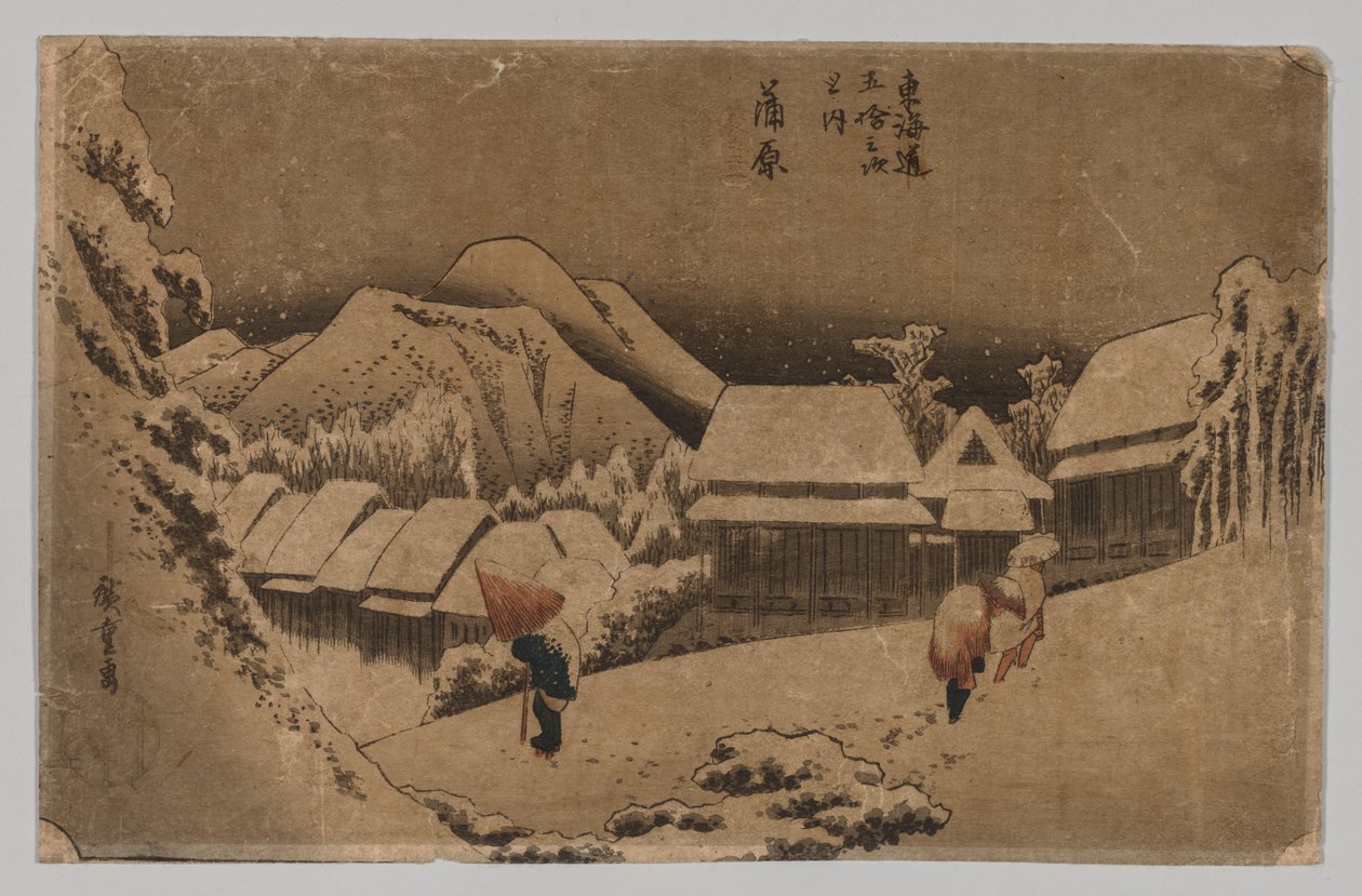Kambara: Večerní sníh od Utagawa Hiroshige