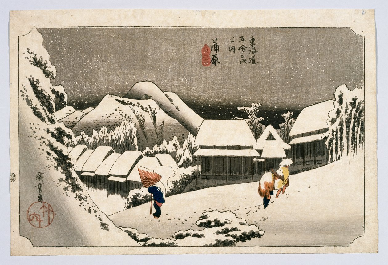 Kambara, z padesáti tří stanic na Tokaido Highway, kolem roku 1834 nebo později (dřevěný tisk) od Utagawa Hiroshige