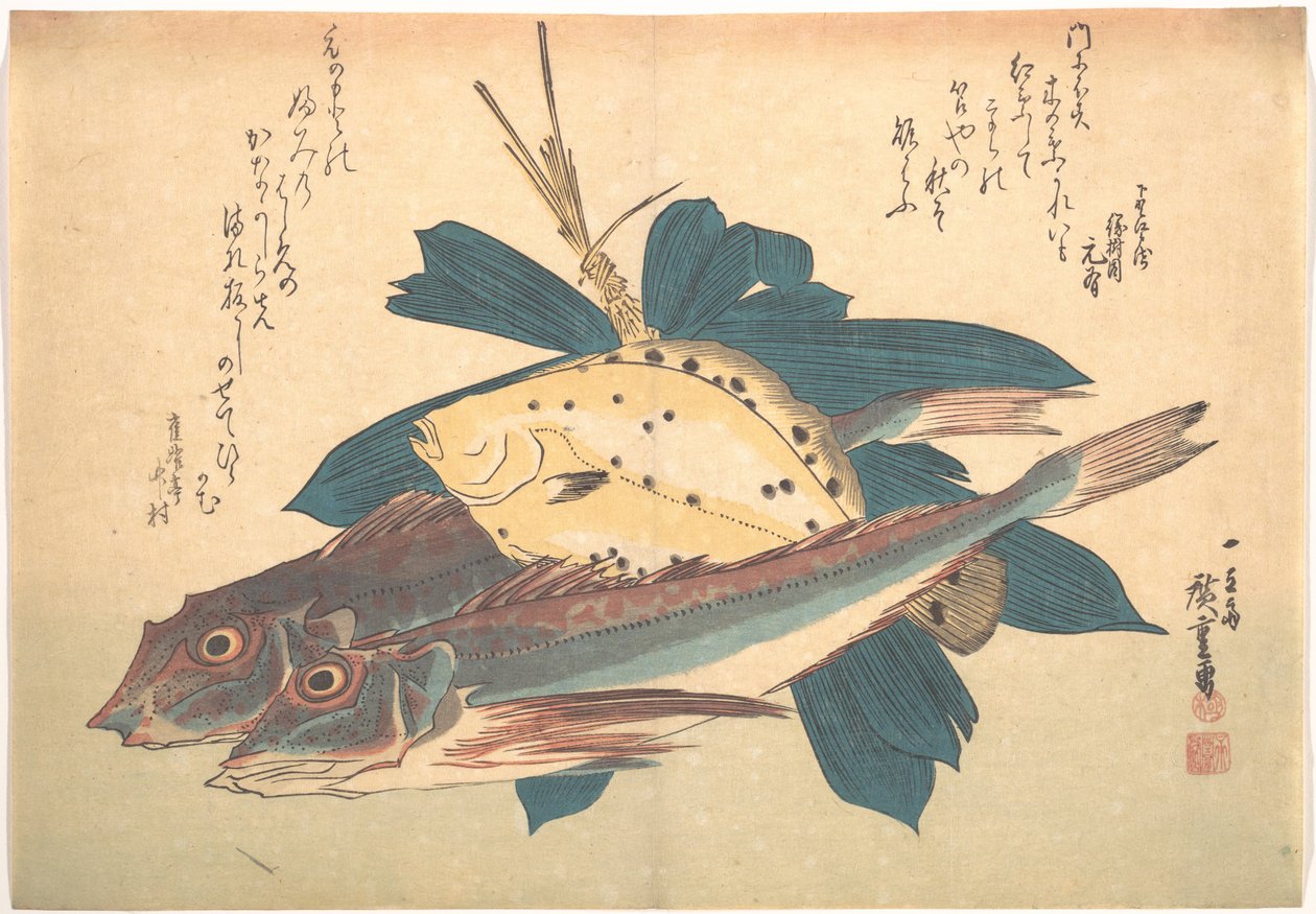 Ryby Kanagashira a Karei, ze série Uozukushi (Všechny druhy ryb) od Utagawa Hiroshige