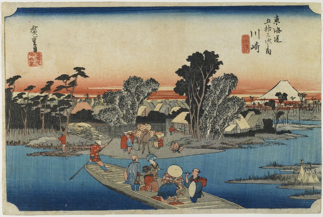 Kawasaki-Ferry na 6 slov od Utagawa Hiroshige