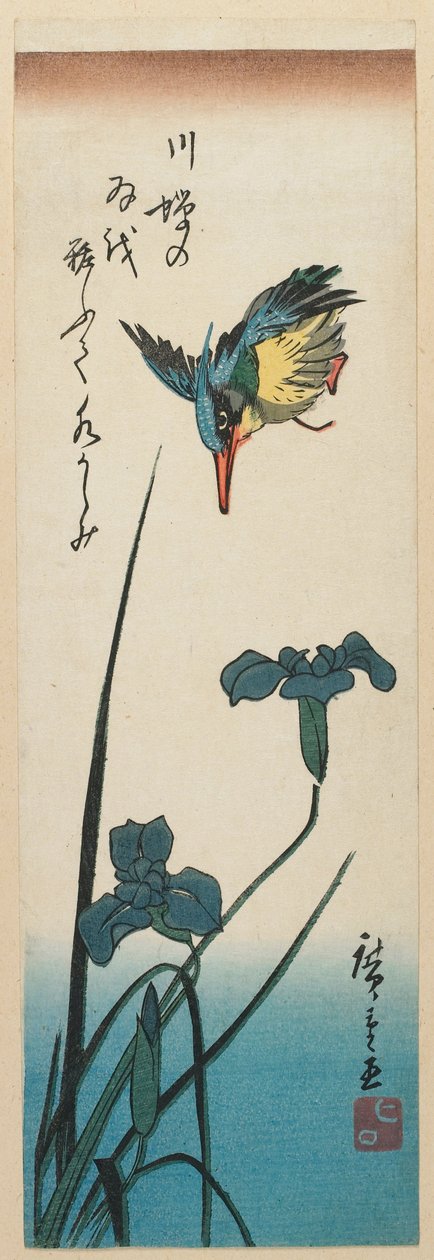 Eisvogel und Iris od Utagawa Hiroshige