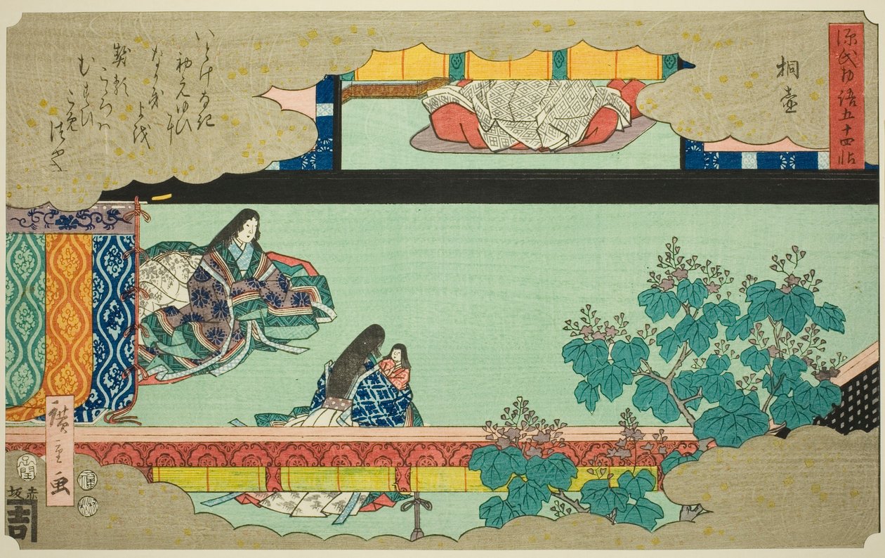 Kiritsubo, ze série "Padesát čtyři kapitol příběhu Genji (Genji monogatari gojuyonjo)" od Utagawa Hiroshige