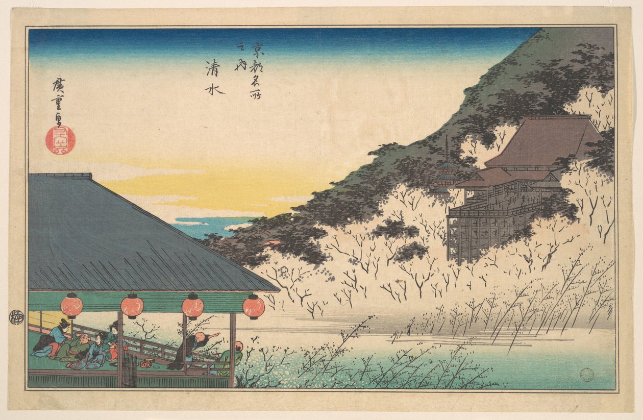 Chrám Kiyomizu (Kiyomizu) ze série „Slavné výhledy z Kjóta“ (Kyōto meisho no uchi) od Utagawa Hiroshige