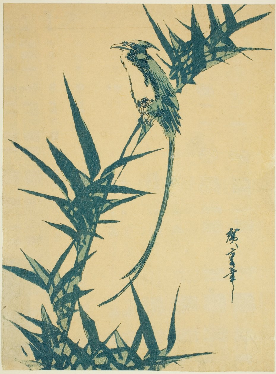 Dlouhoocasý pták a bambus od Utagawa Hiroshige