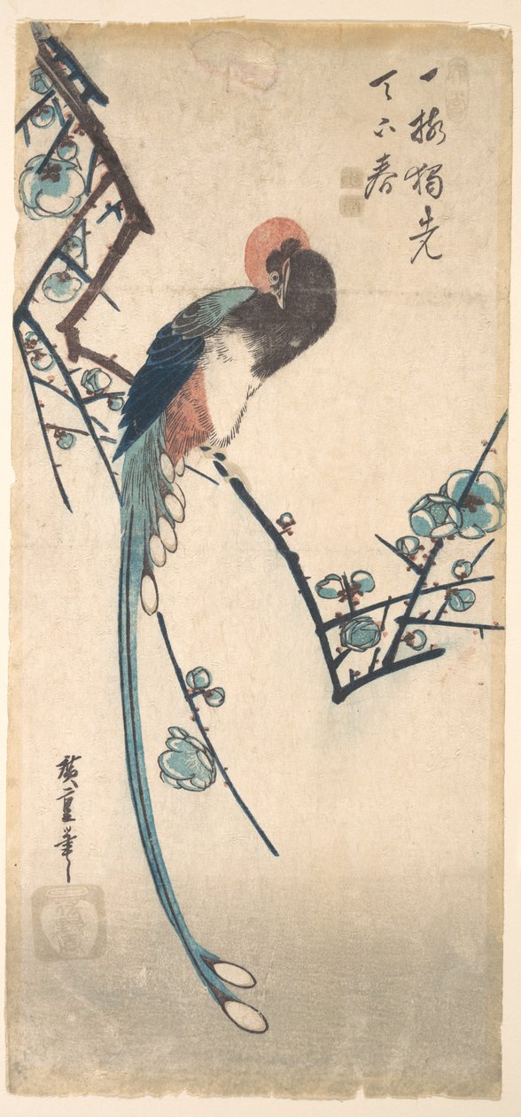 Pták s dlouhým ocasem od Utagawa Hiroshige