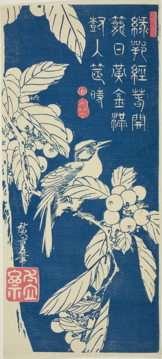 Loquat a pták od Utagawa Hiroshige
