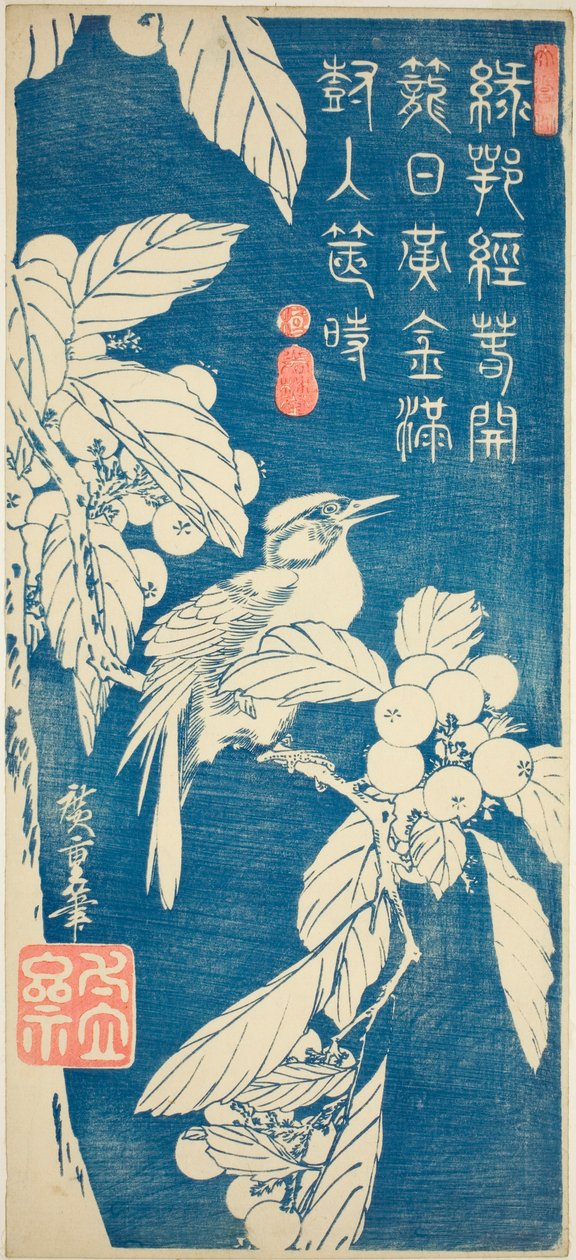 Loquat a pták od Utagawa Hiroshige