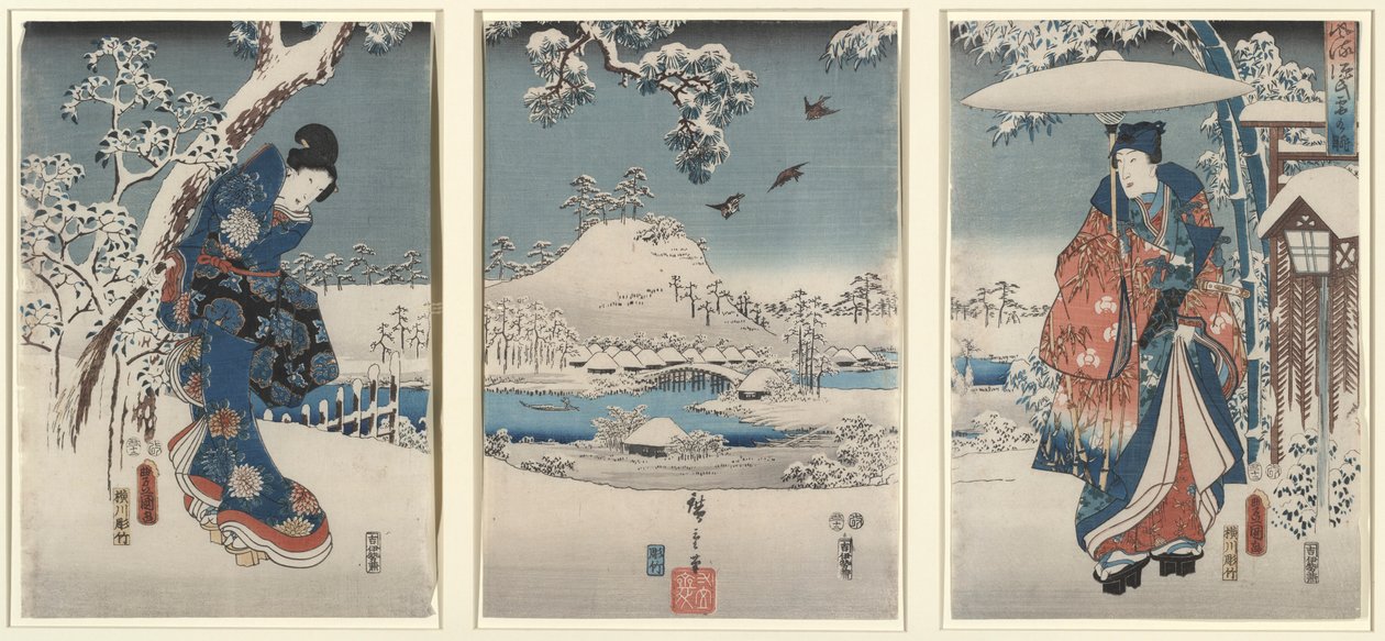 Milenci v zimní krajině od Utagawa Hiroshige