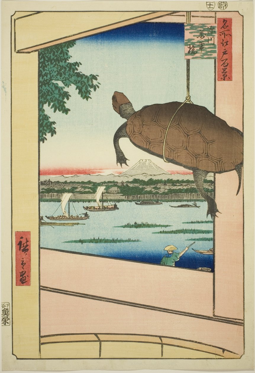Manen Bridge, Fukagawa (Fukagawa Manenbashi), ze seriálu “ od Utagawa Hiroshige