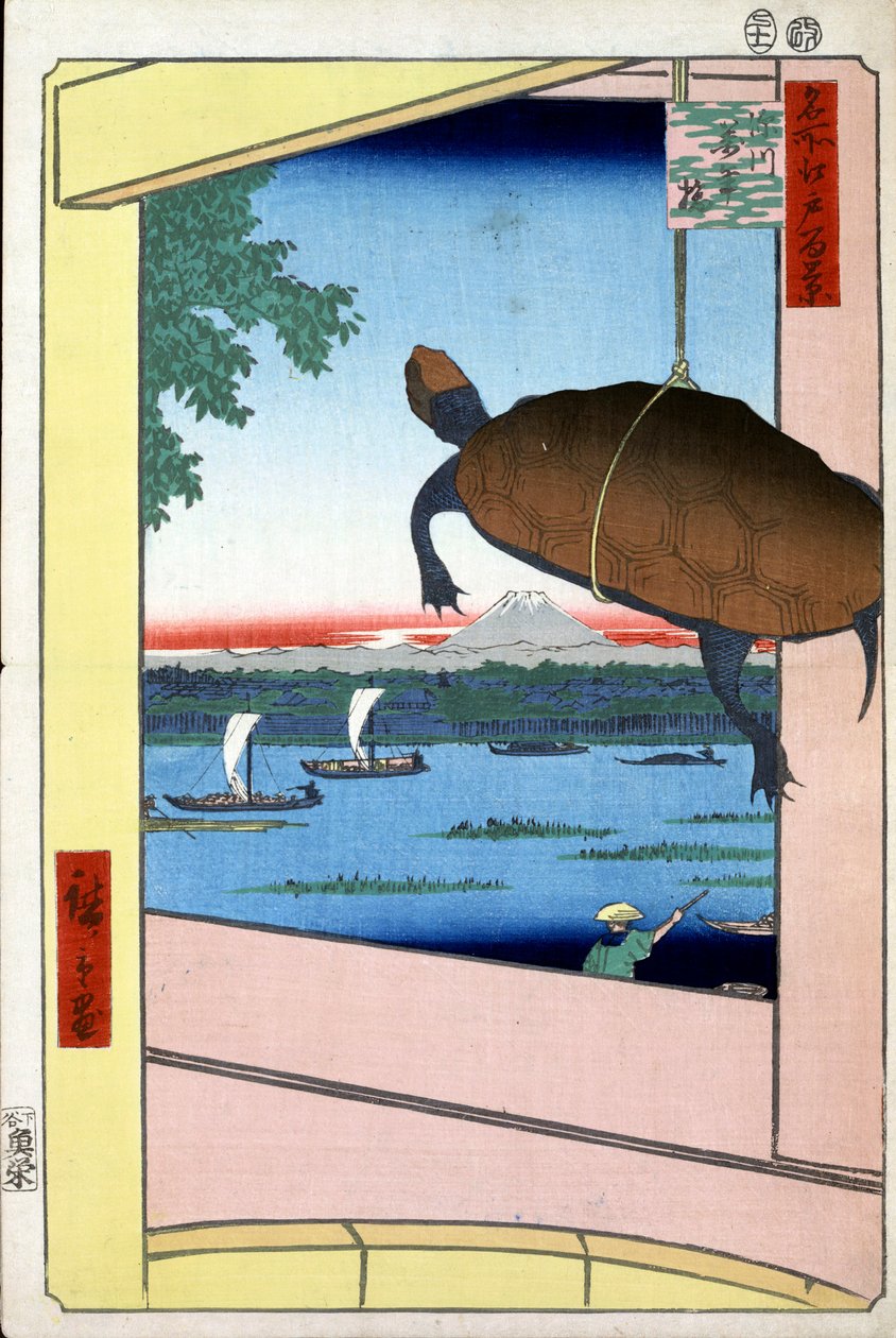 Mannen Bridge a Fukagawa District Sto slavných pohledů na Edo, 1856-1858. od Utagawa Hiroshige