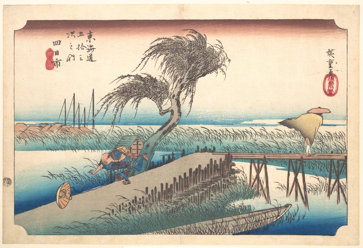 Řeka Mie u Yokkaichi od Utagawa Hiroshige