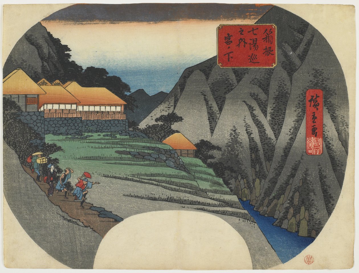 Miyanoshita, 1834-39 (barevný dřevotisk) od Utagawa Hiroshige