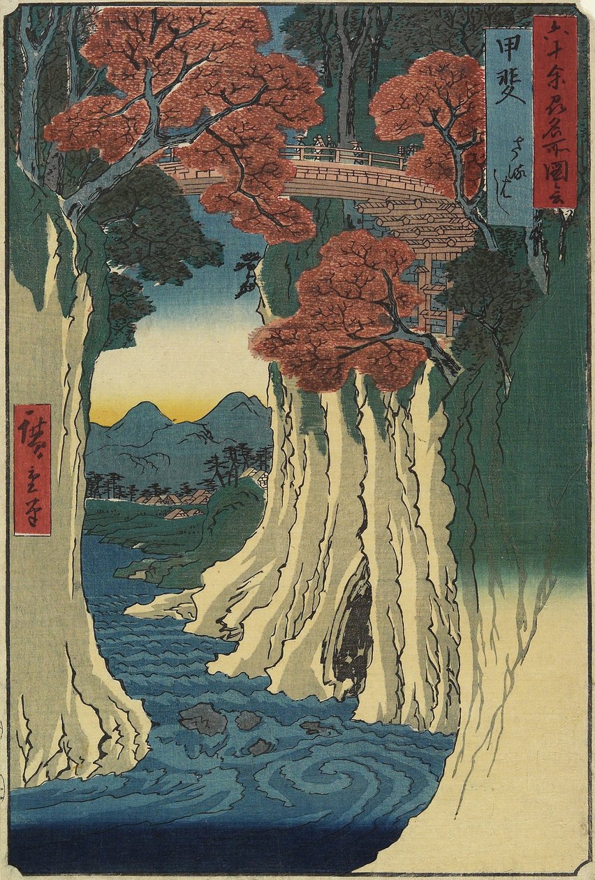 Opičí most, provincie Kai, srpen 1853 od Utagawa Hiroshige