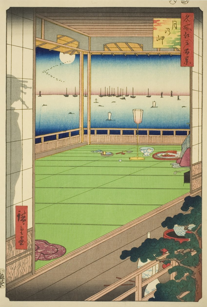Bod pozorování Měsíce (Moon Cape), ze série hřebenů hřebene od Utagawa Hiroshige