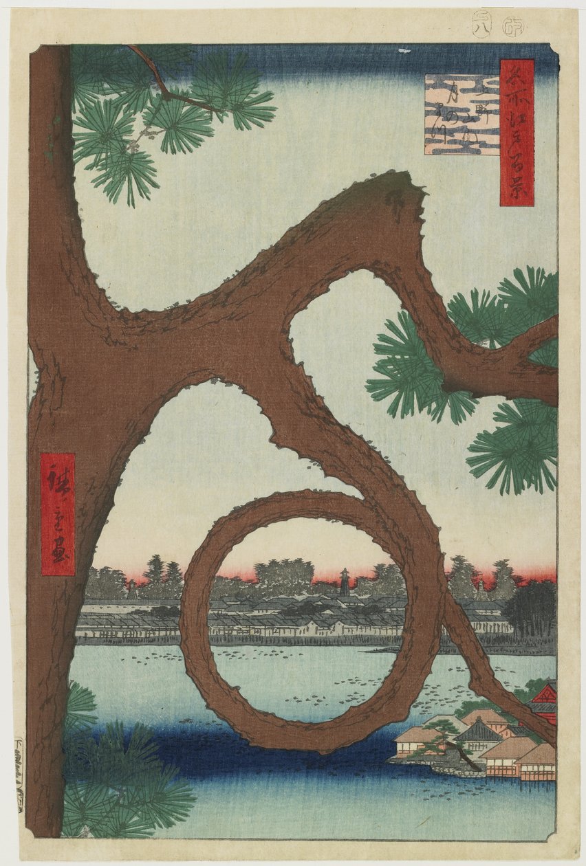 Moon Pine, Ueno Temple Precincts, srpen 1857 od Utagawa Hiroshige