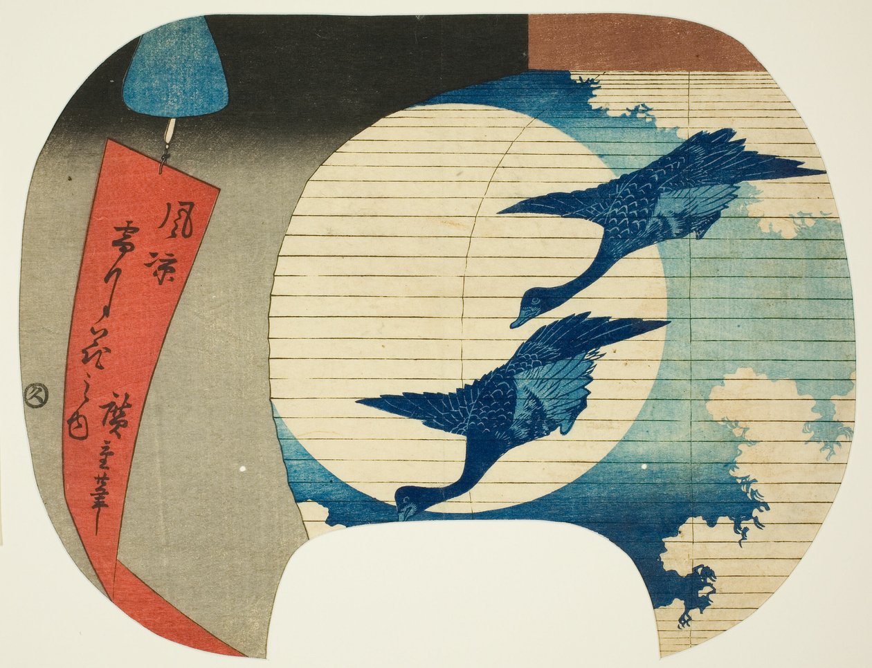 Měsíc ze série „Sníh, měsíc a květina v chladném vánku (Furyo setsugekka no uchi)“ od Utagawa Hiroshige
